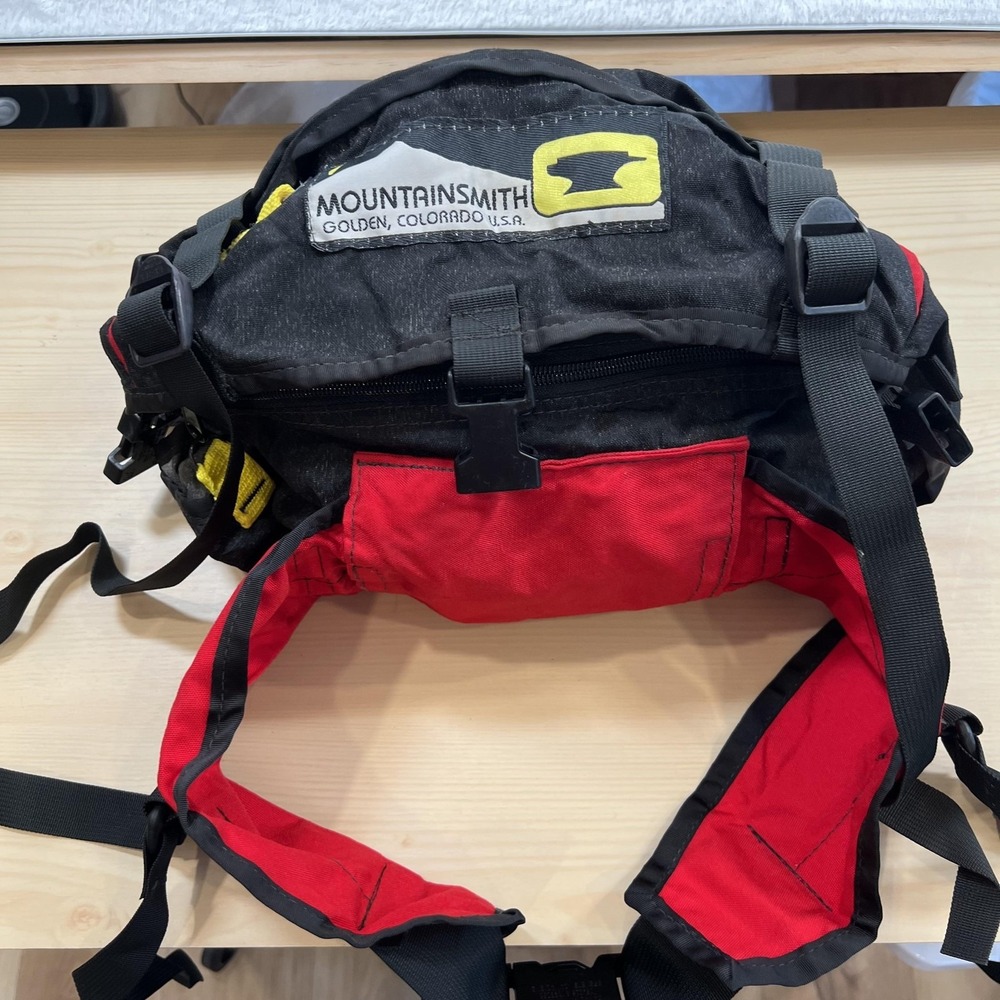 Mountainsmith Lumbar Pack Omni Belt Waist Pack Black Red Hiking Nylon Hip Belt